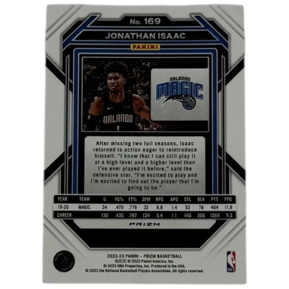 JONATHAN ISAAC 2022-23 Panini PRIZM Silver CRACKED ICE PARALLEL #169‎ Orlando